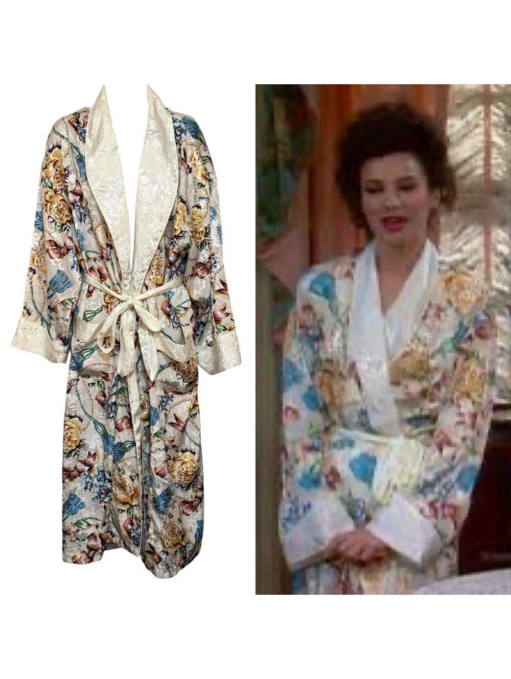 RARE Victoria’s Secret ASO Fran Fine The Nanny Floral Long Silky Robe M/L